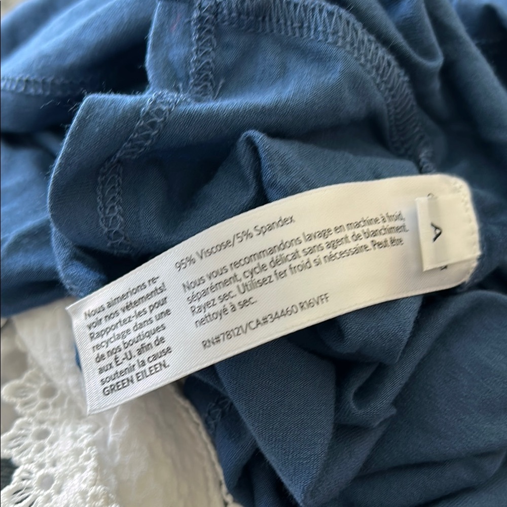 Eileen Fisher Elegant Blue Long Sleeve Top - Picture 5 of 5